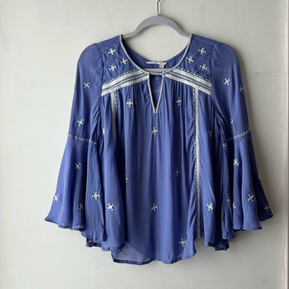 Floreat | Blue Purple Embroidered Adena Peasant Blouse - Picture 2 of 13